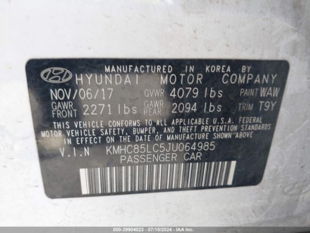 Photo 8 VIN: KMHC85LC5JU064985 - HYUNDAI IONIQ 