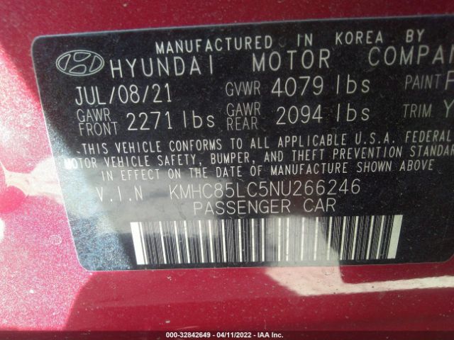 Photo 8 VIN: KMHC85LC5NU266246 - HYUNDAI IONIQ HYBRID 