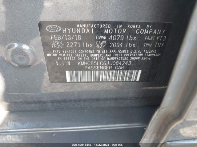 Photo 8 VIN: KMHC85LC6JU084243 - HYUNDAI IONIQ 