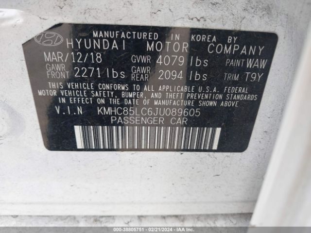 Photo 8 VIN: KMHC85LC6JU089605 - HYUNDAI IONIQ HYBRID 