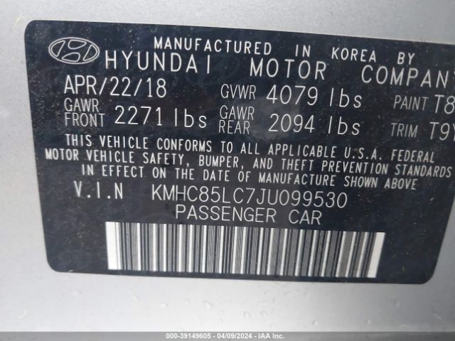 Photo 8 VIN: KMHC85LC7JU099530 - HYUNDAI IONIQ HYBRID 