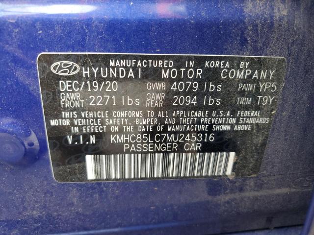 Photo 11 VIN: KMHC85LC7MU245316 - HYUNDAI IONIQ SEL 