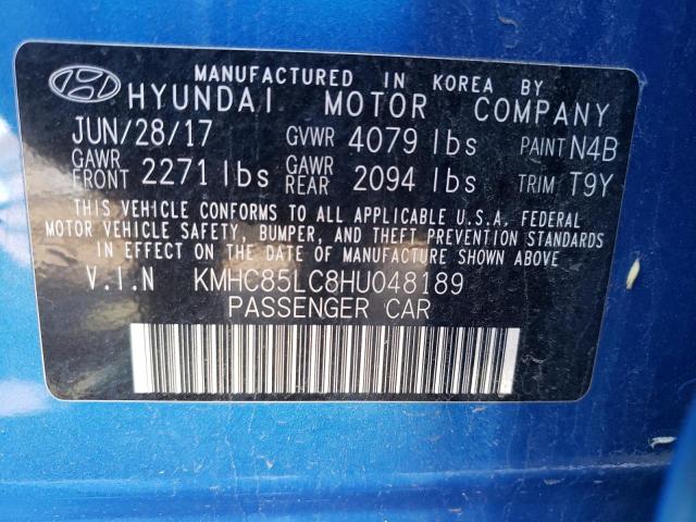 Photo 11 VIN: KMHC85LC8HU048189 - HYUNDAI IONIQ LIMI 