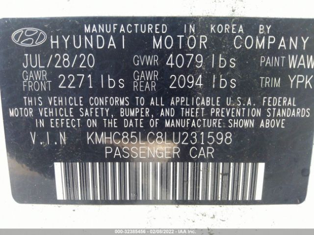 Photo 8 VIN: KMHC85LC8LU231598 - HYUNDAI IONIQ HYBRID 