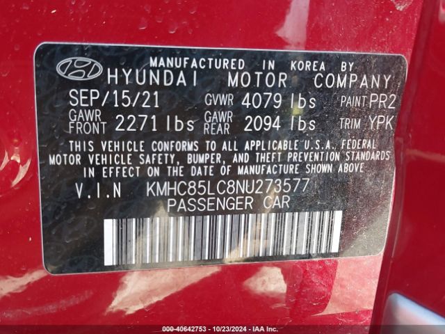 Photo 8 VIN: KMHC85LC8NU273577 - HYUNDAI IONIQ 