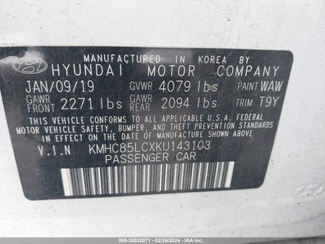 Photo 8 VIN: KMHC85LCXKU143103 - HYUNDAI IONIQ HYBRID 