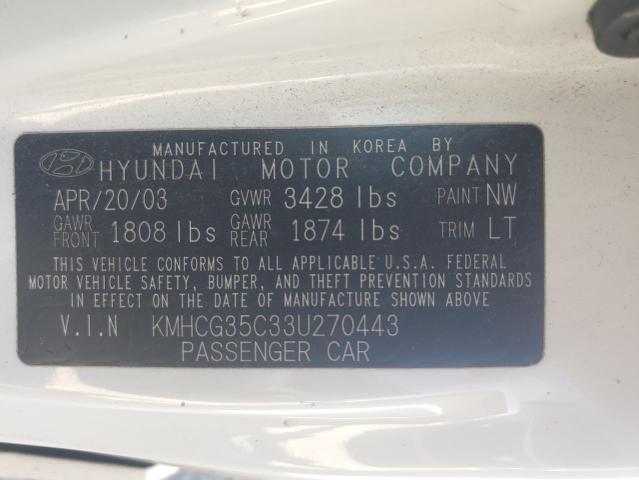 Photo 11 VIN: KMHCG35C33U270443 - HYUNDAI ACCENT GL 