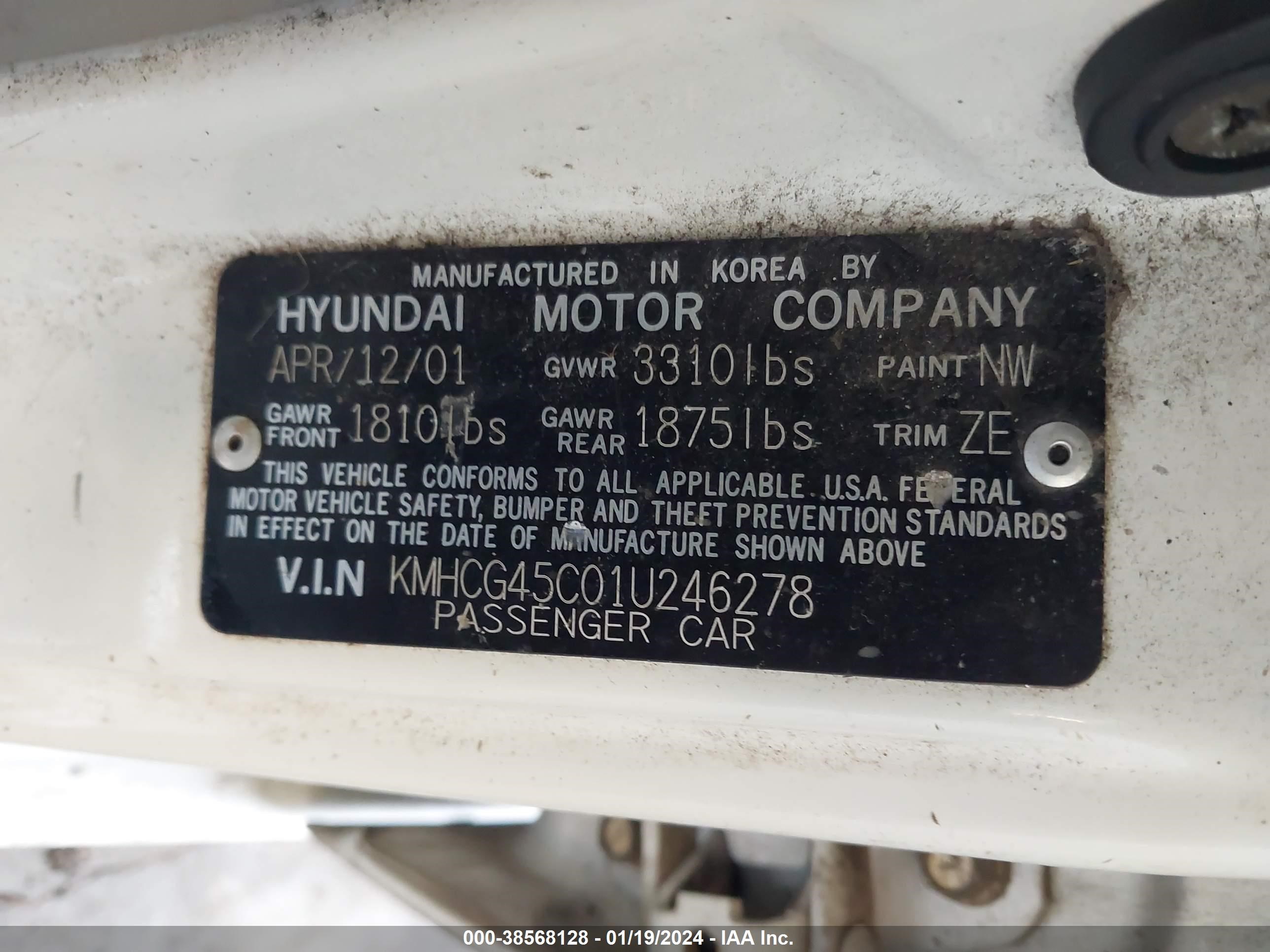 Photo 8 VIN: KMHCG45C01U246278 - HYUNDAI ACCENT 