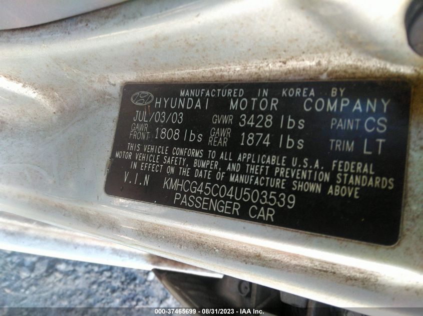 Photo 8 VIN: KMHCG45C04U503539 - HYUNDAI ACCENT 