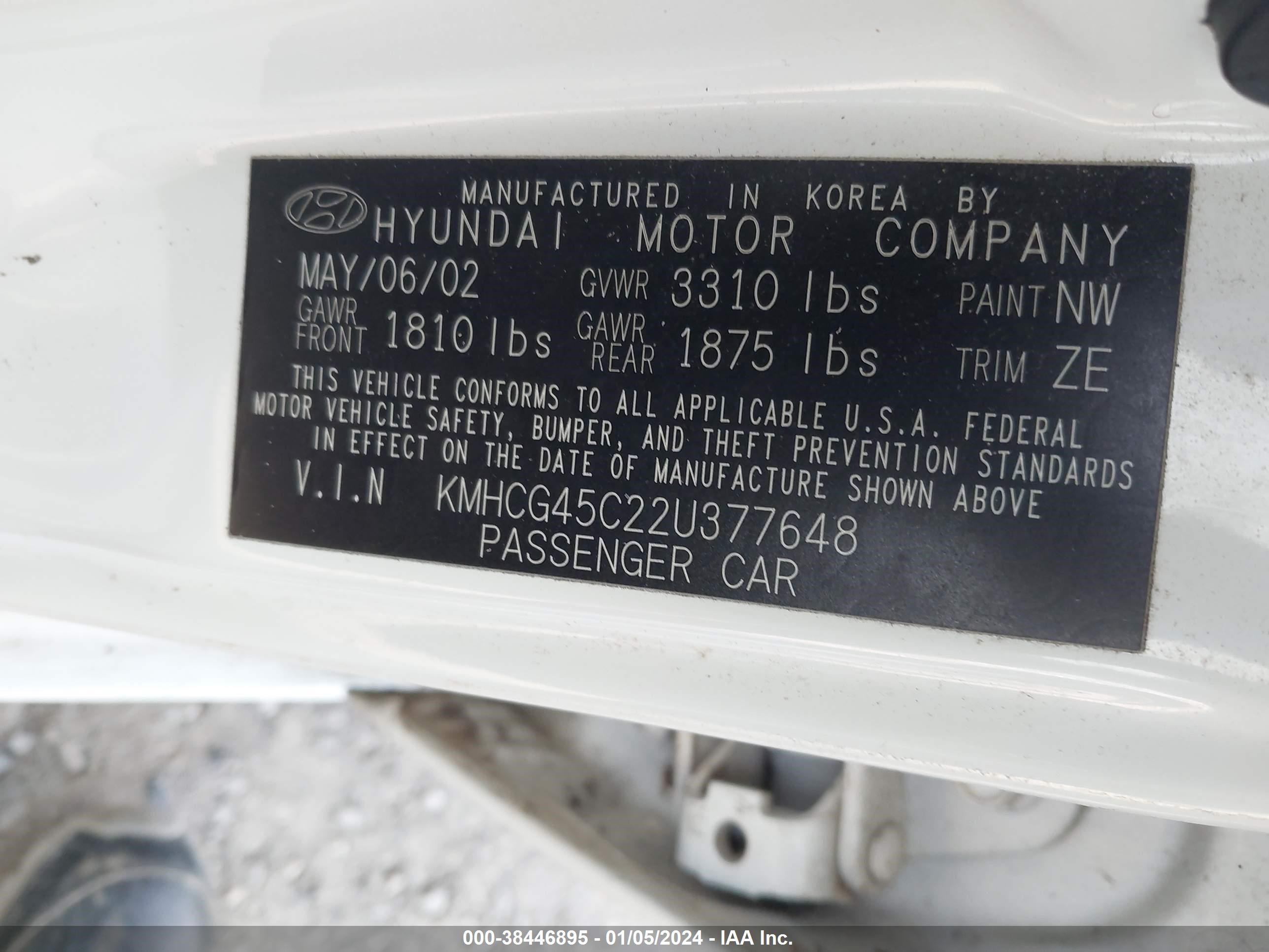 Photo 8 VIN: KMHCG45C22U377648 - HYUNDAI ACCENT 