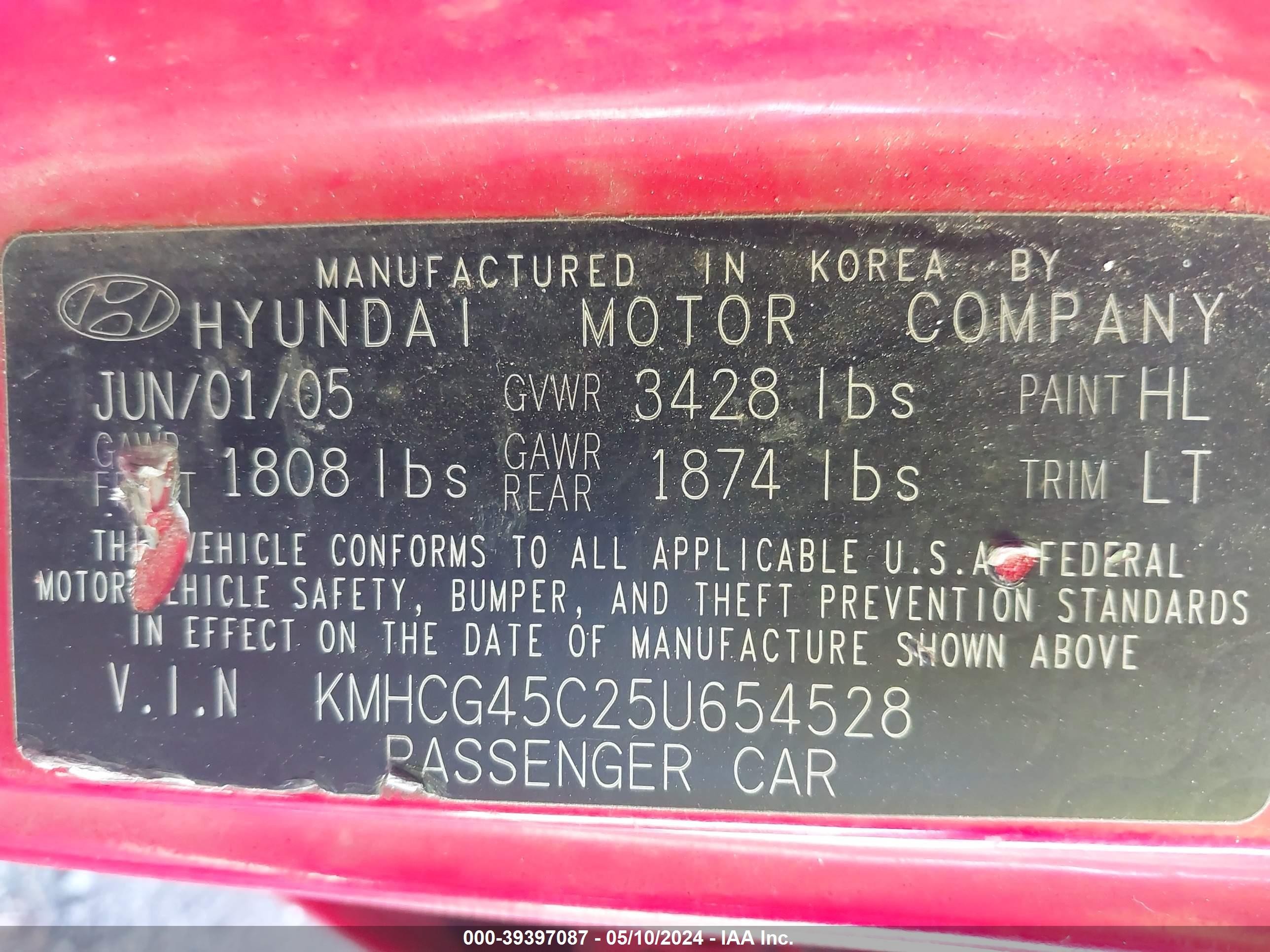 Photo 8 VIN: KMHCG45C25U654528 - HYUNDAI ACCENT 