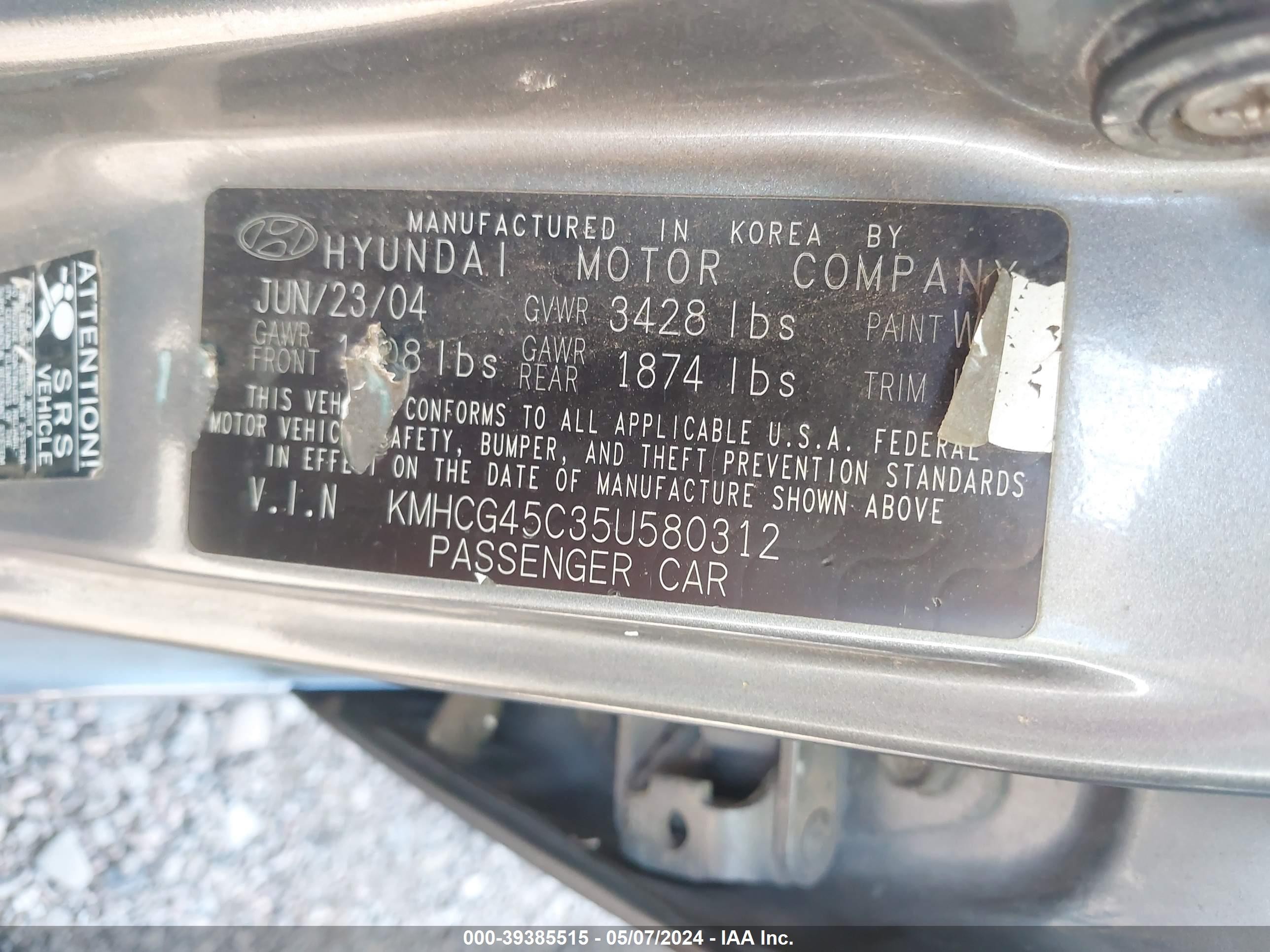 Photo 8 VIN: KMHCG45C35U580312 - HYUNDAI ACCENT 