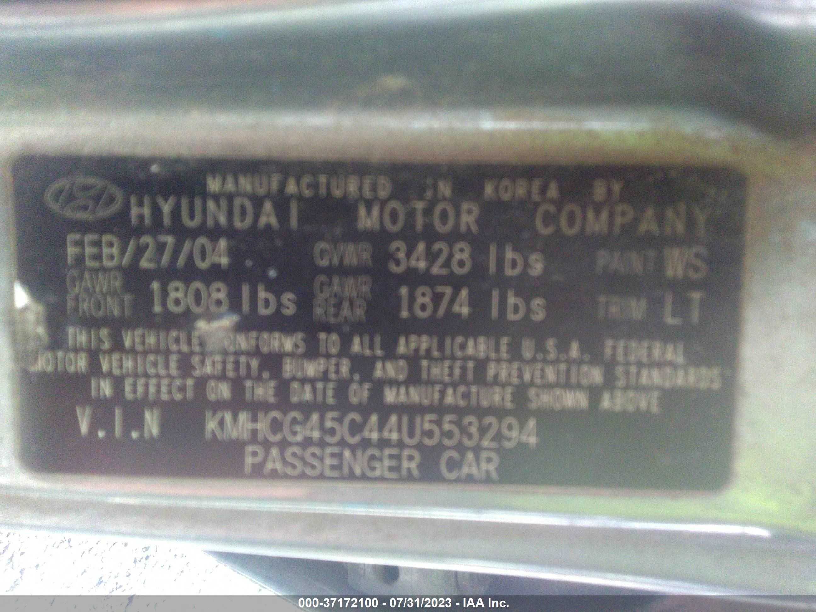 Photo 8 VIN: KMHCG45C44U553294 - HYUNDAI ACCENT 