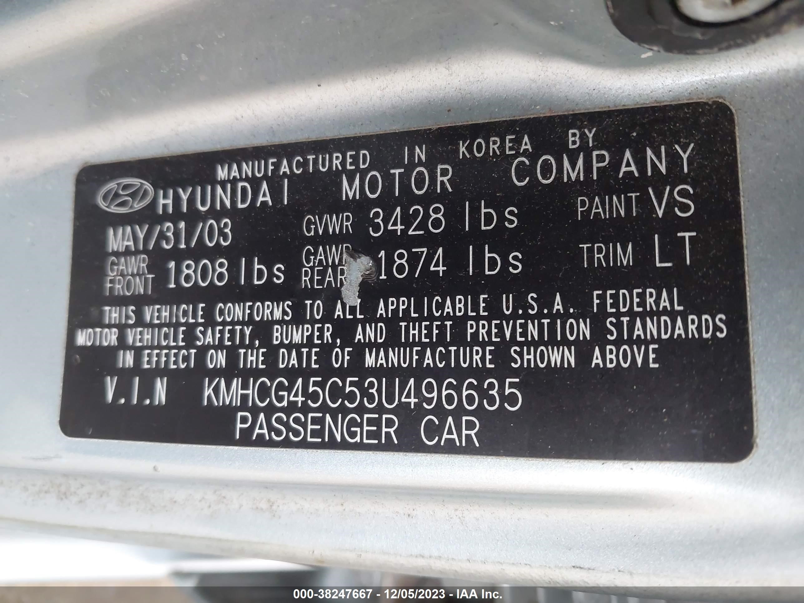 Photo 8 VIN: KMHCG45C53U496635 - HYUNDAI ACCENT 