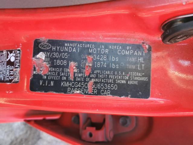 Photo 12 VIN: KMHCG45C55U653650 - HYUNDAI ACCENT 