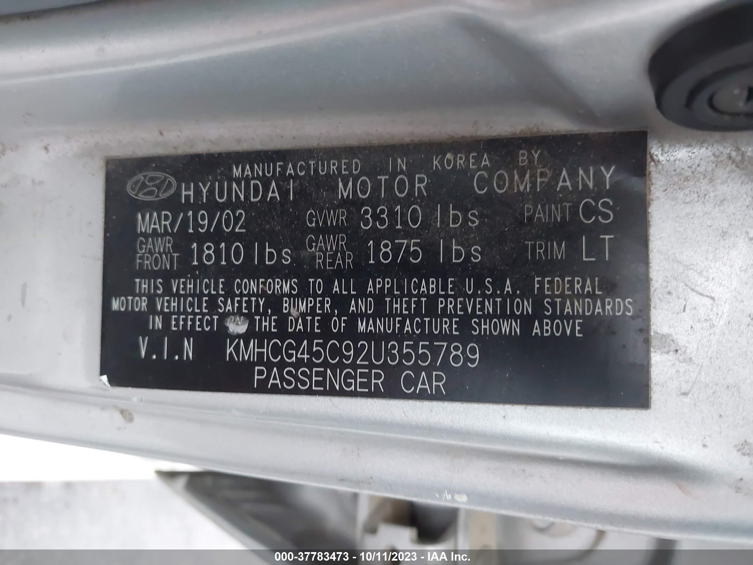 Photo 8 VIN: KMHCG45C92U355789 - HYUNDAI ACCENT 