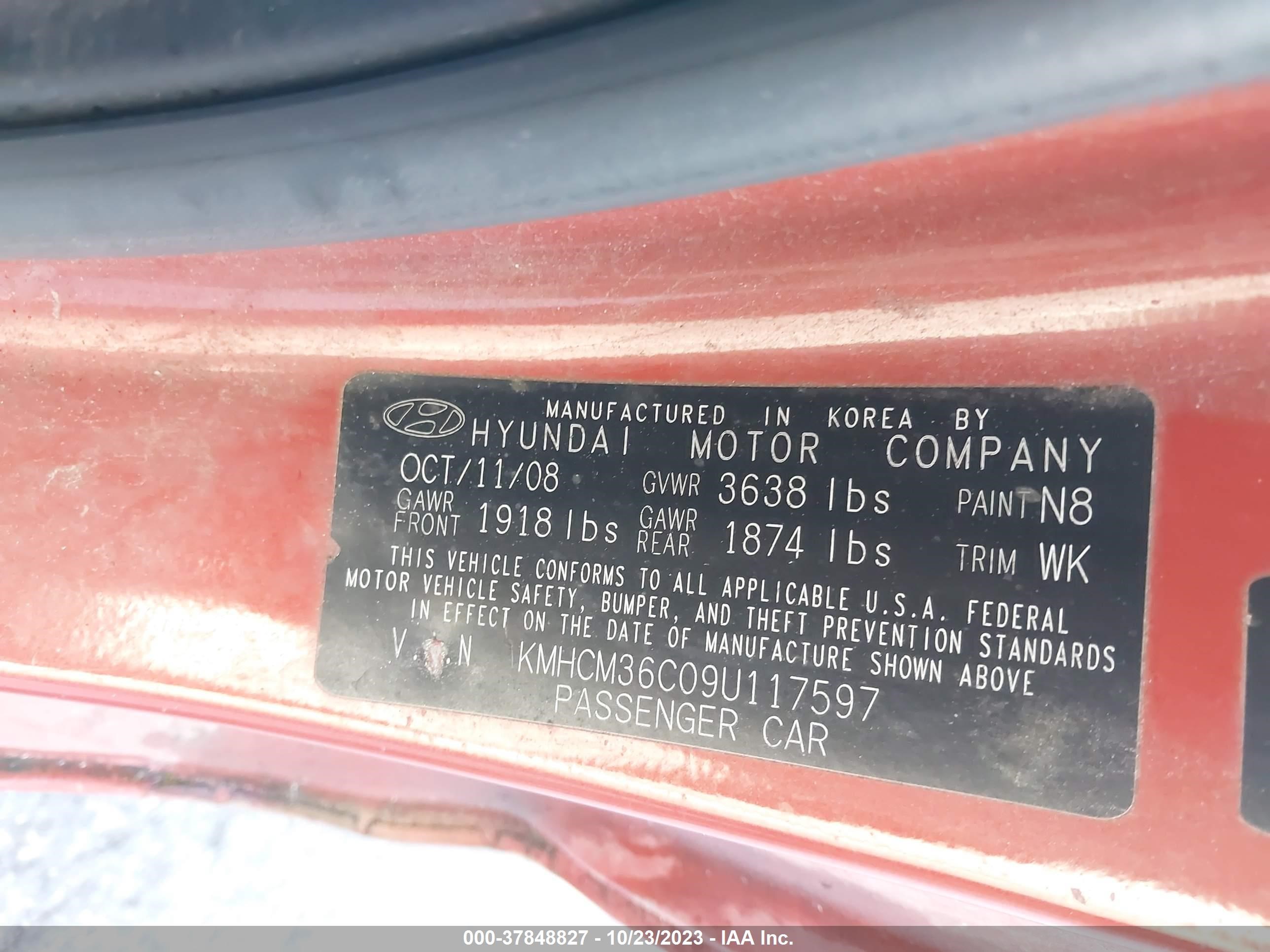 Photo 8 VIN: KMHCM36C09U117597 - HYUNDAI ACCENT 