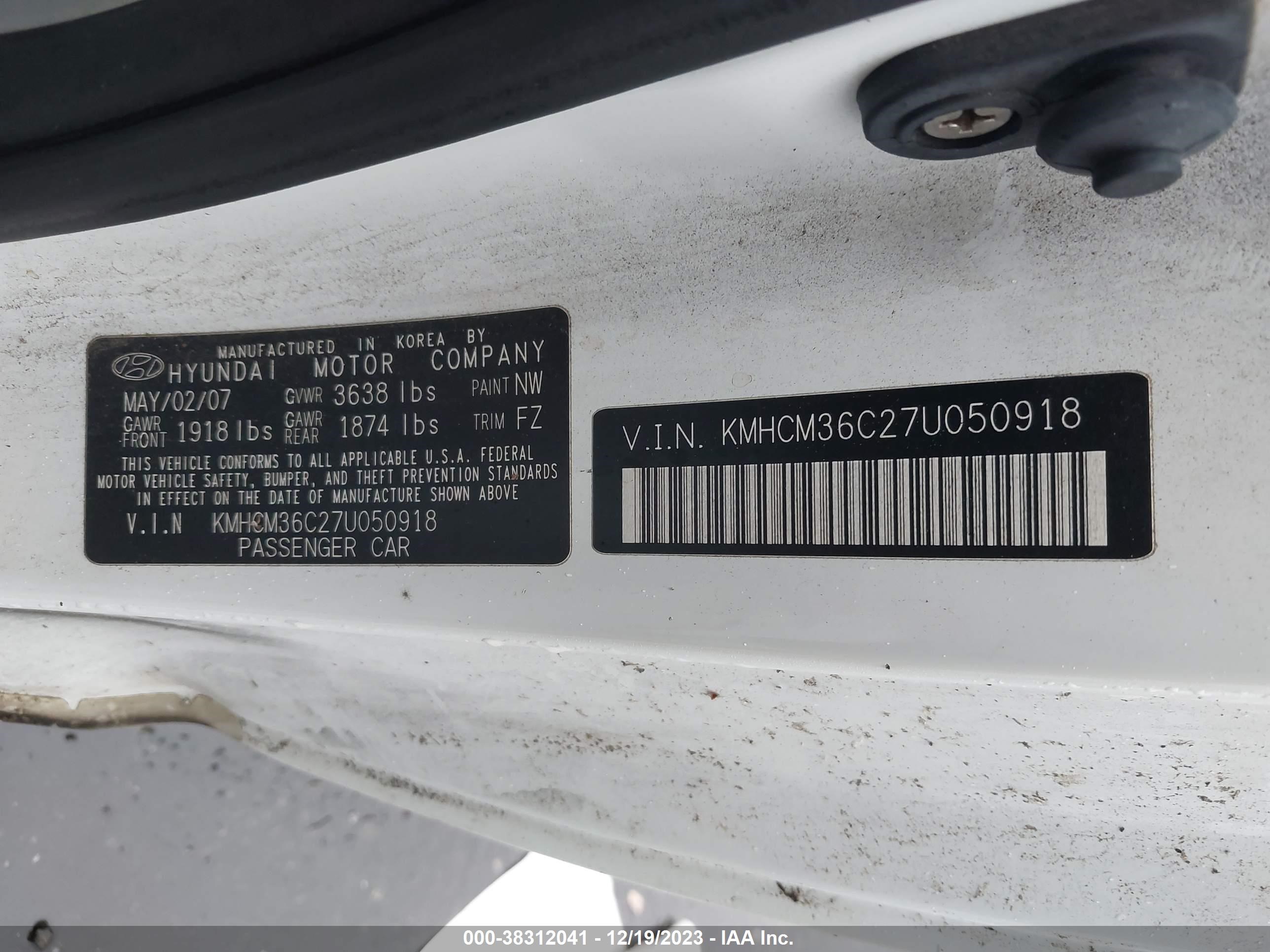 Photo 8 VIN: KMHCM36C27U050918 - HYUNDAI ACCENT 