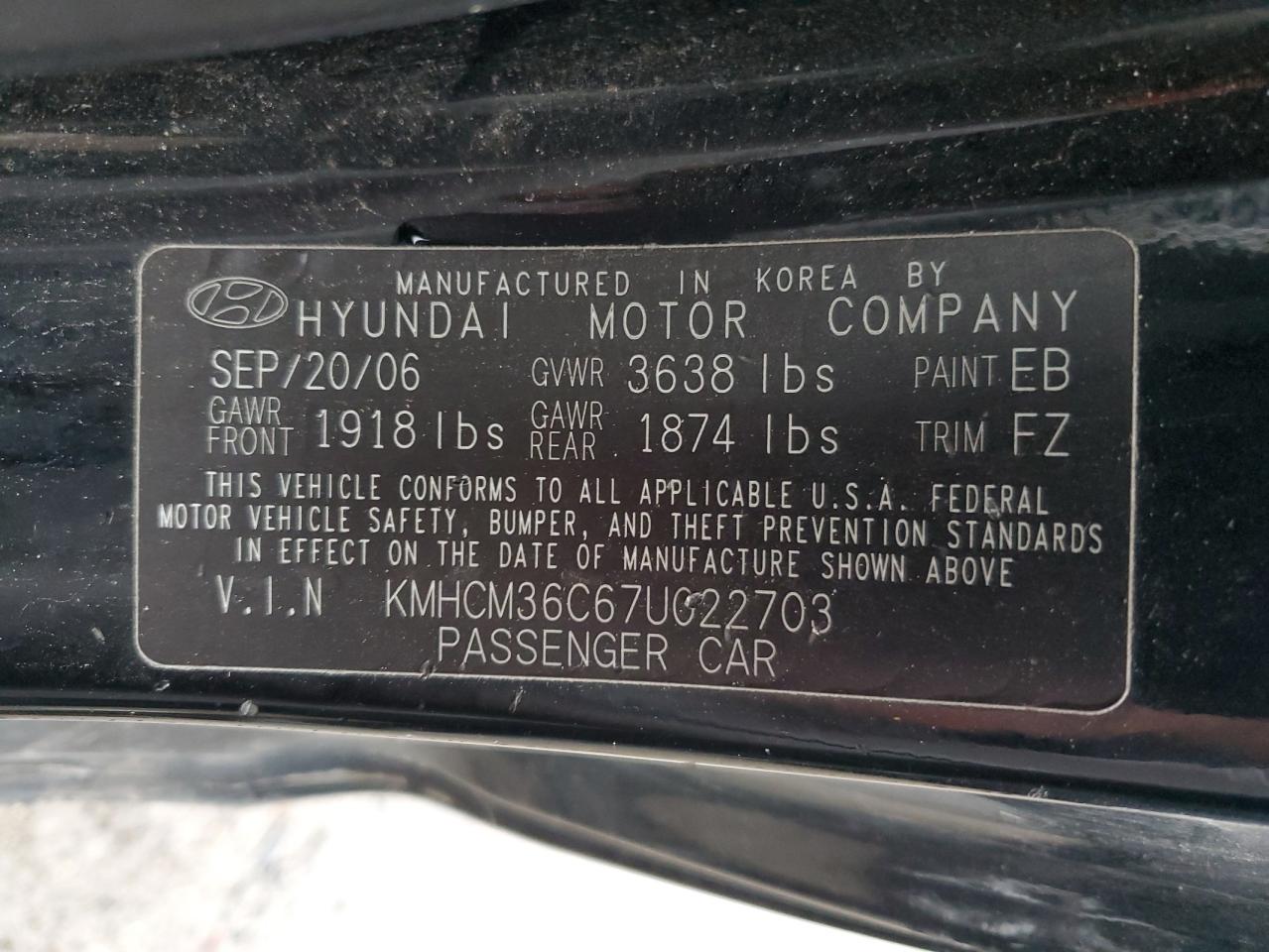 Photo 11 VIN: KMHCM36C67U022703 - HYUNDAI ACCENT 