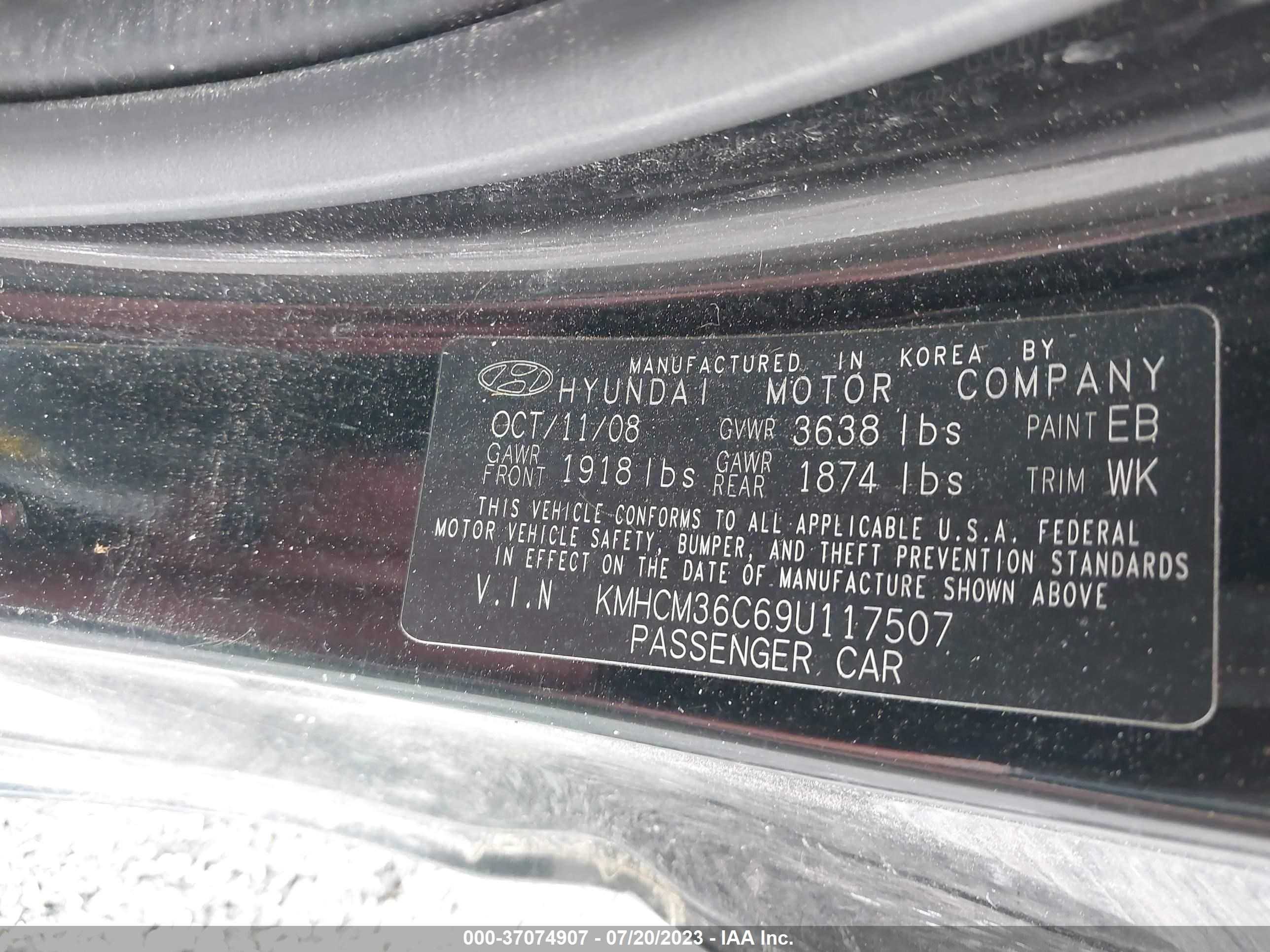 Photo 8 VIN: KMHCM36C69U117507 - HYUNDAI ACCENT 