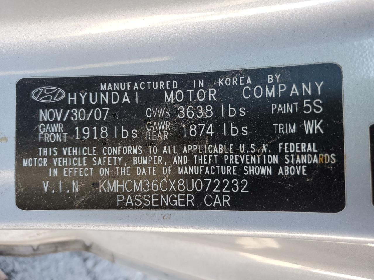 Photo 11 VIN: KMHCM36CX8U072232 - HYUNDAI ACCENT 