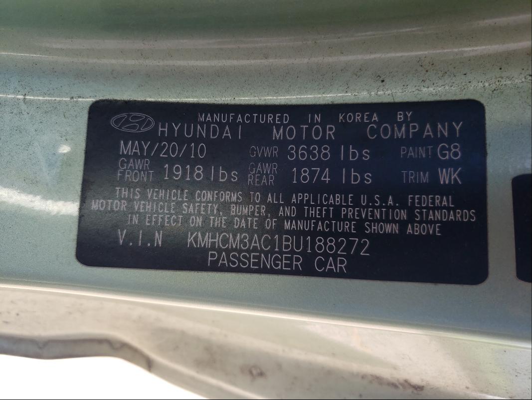 Photo 9 VIN: KMHCM3AC1BU188272 - HYUNDAI ACCENT GL 