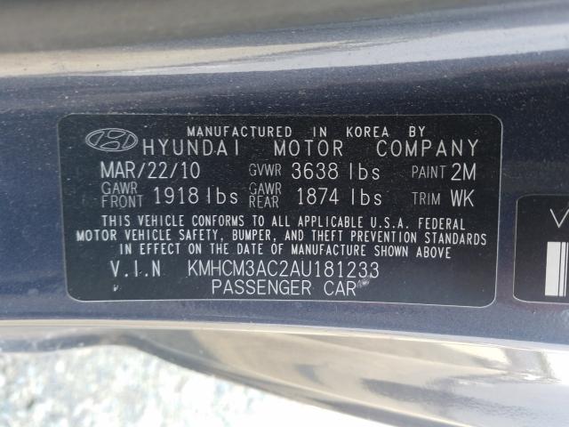 Photo 9 VIN: KMHCM3AC2AU181233 - HYUNDAI ACCENT BLU 