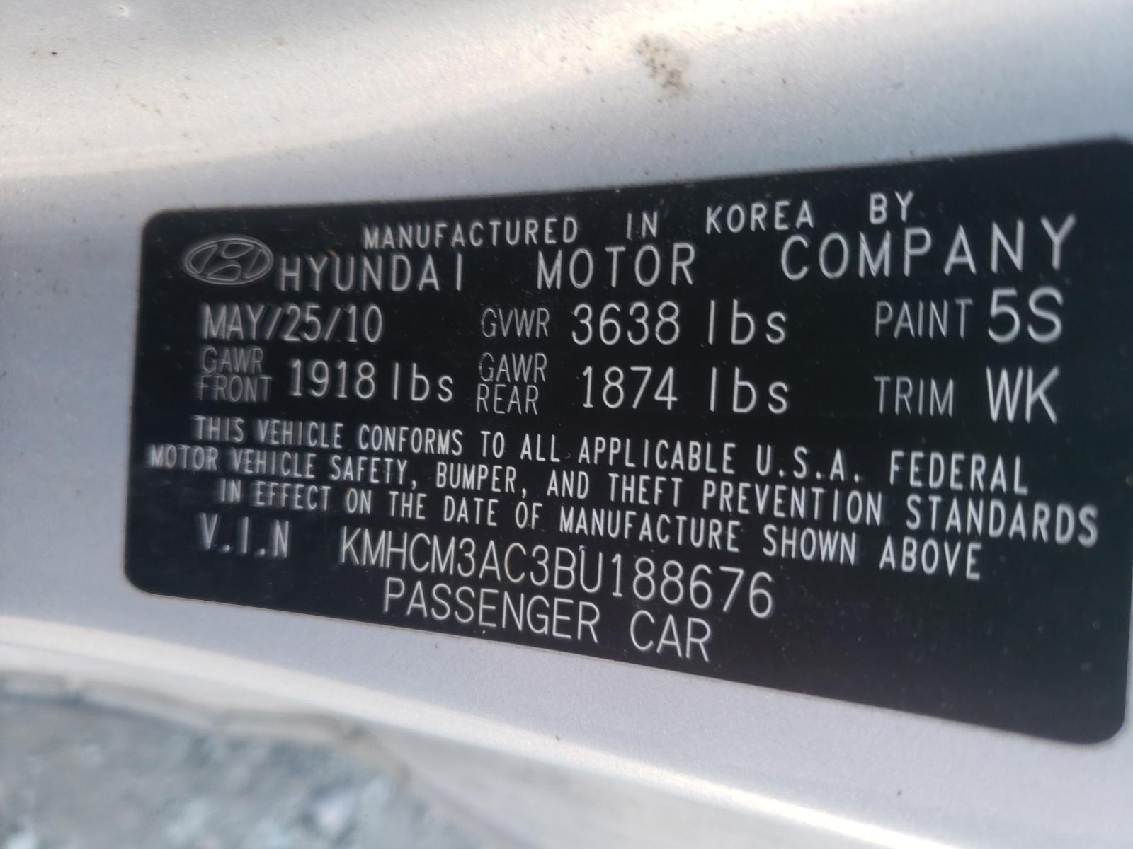 Photo 9 VIN: KMHCM3AC3BU188676 - HYUNDAI ACCENT GL 