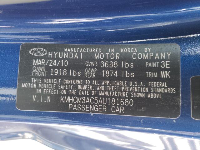 Photo 9 VIN: KMHCM3AC5AU181680 - HYUNDAI ACCENT BLU 