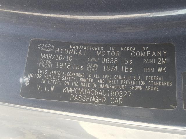 Photo 9 VIN: KMHCM3AC6AU180327 - HYUNDAI ACCENT BLU 