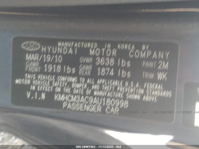 Photo 8 VIN: KMHCM3AC9AU180998 - HYUNDAI ACCENT 