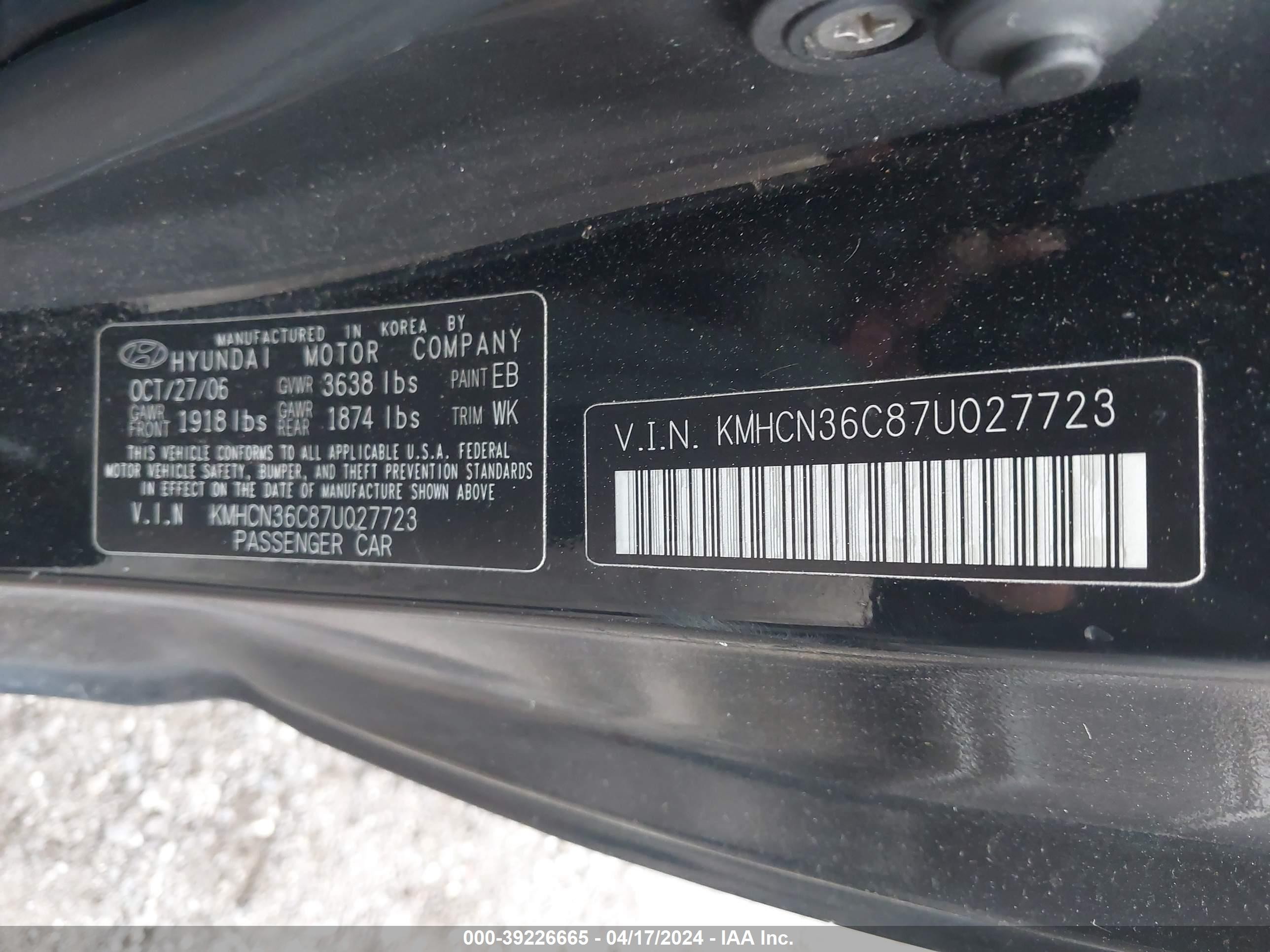 Photo 8 VIN: KMHCN36C87U027723 - HYUNDAI ACCENT 