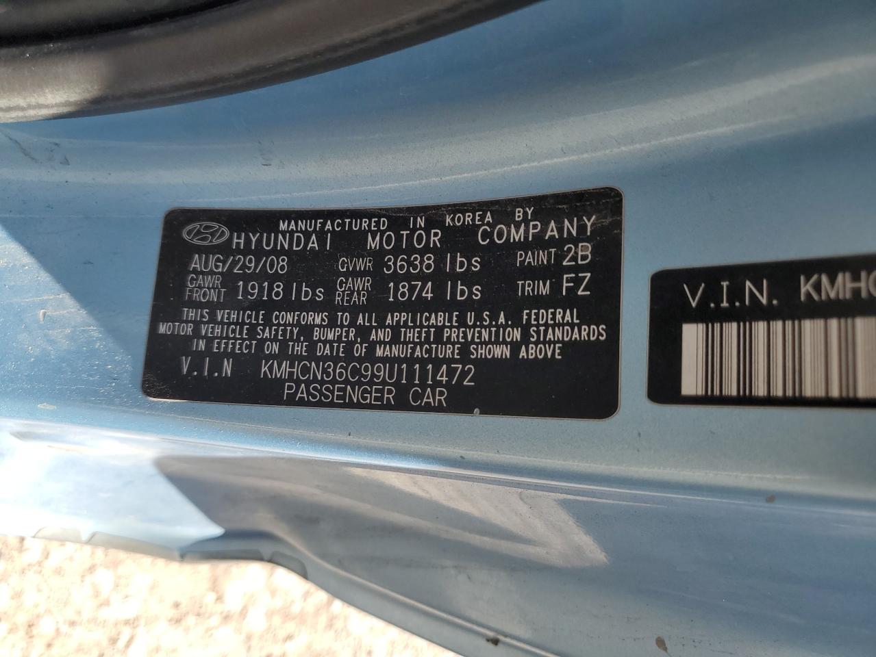 Photo 11 VIN: KMHCN36C99U111472 - HYUNDAI ACCENT 