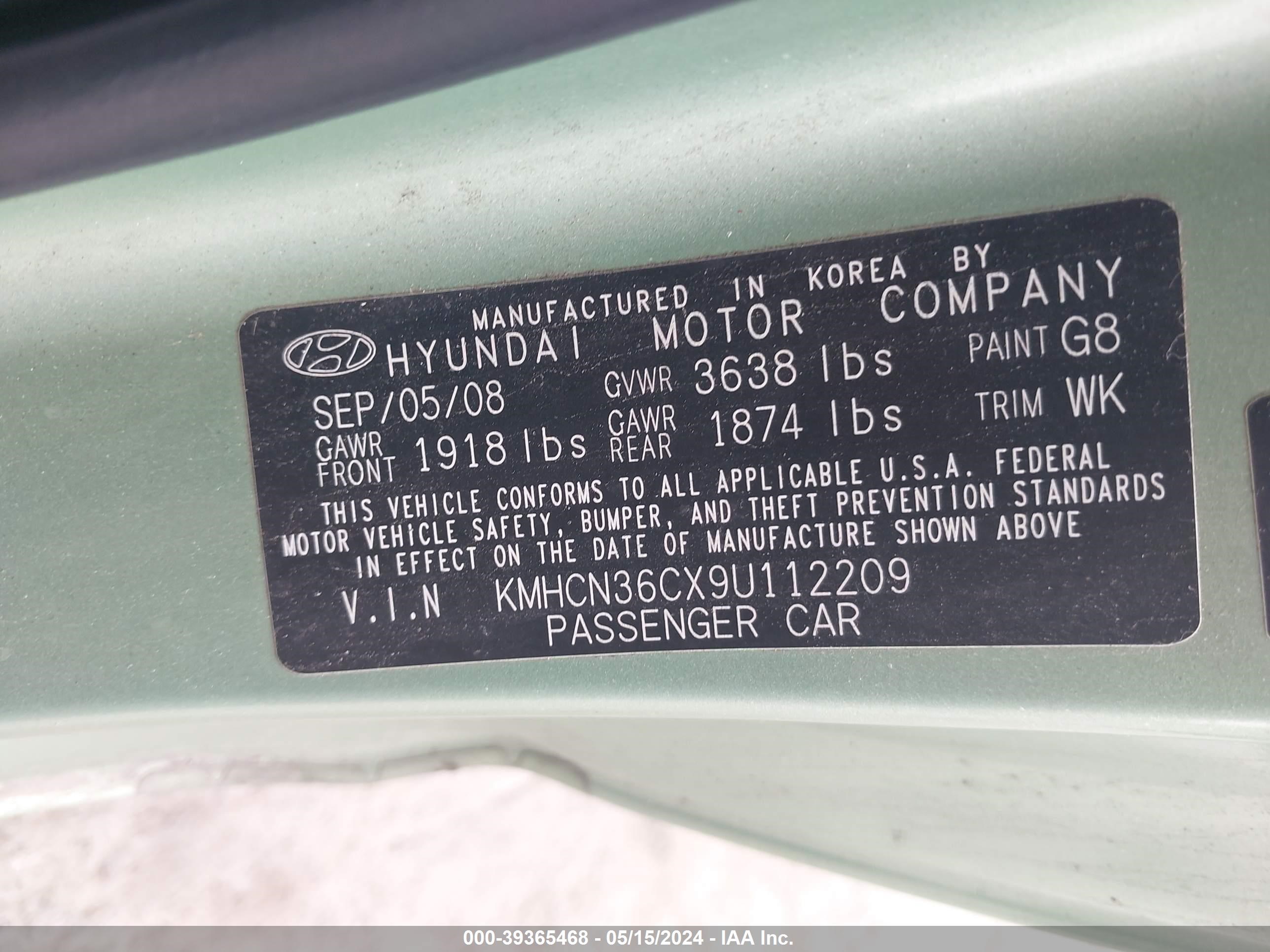 Photo 8 VIN: KMHCN36CX9U112209 - HYUNDAI ACCENT 