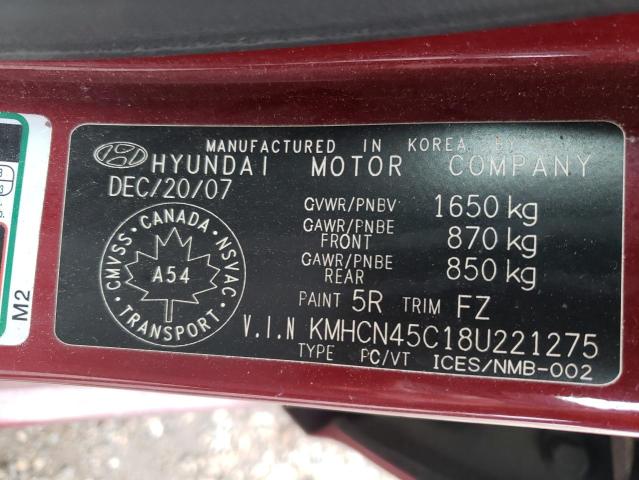 Photo 11 VIN: KMHCN45C18U221275 - HYUNDAI ACCENT 