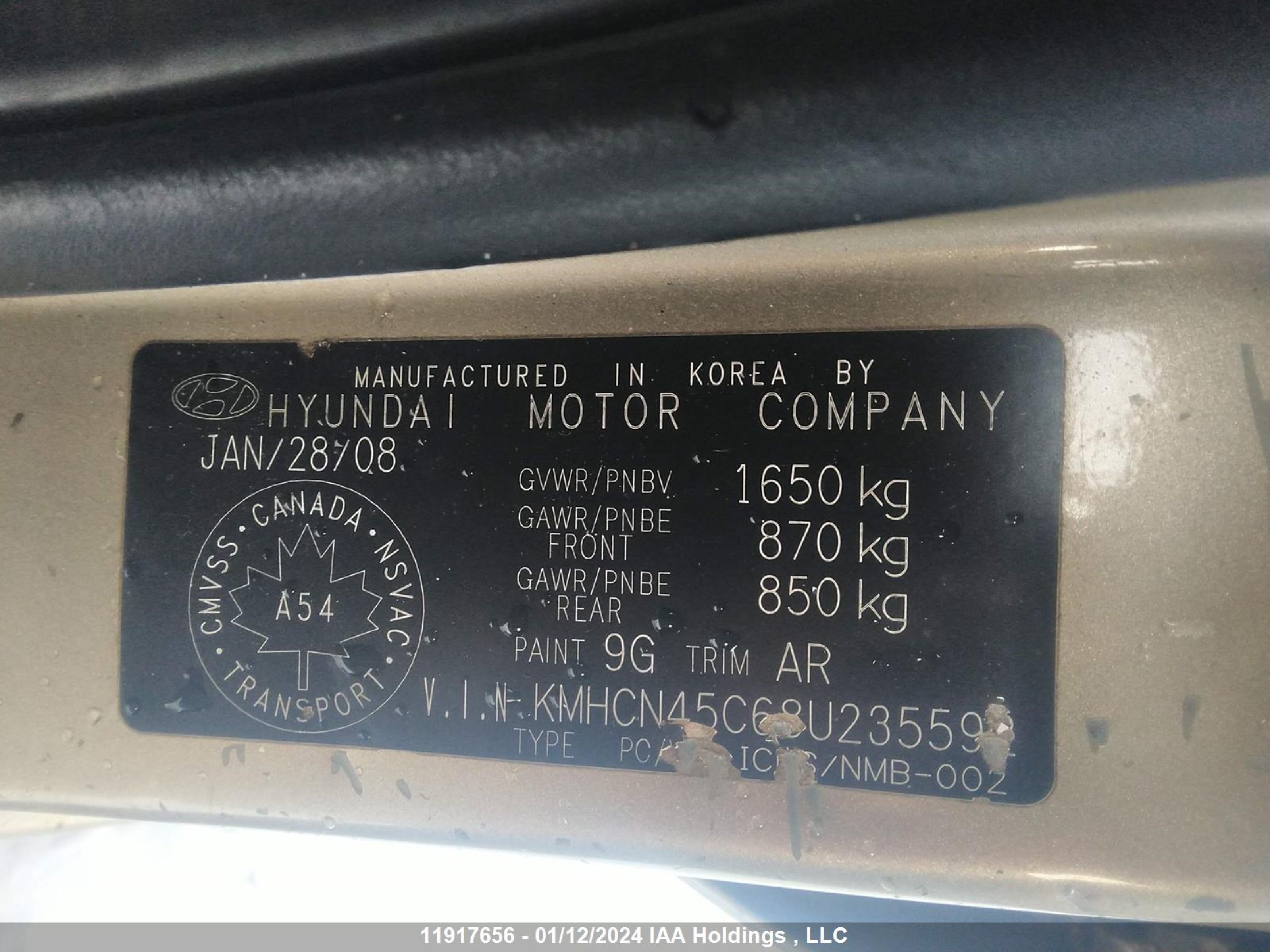 Photo 8 VIN: KMHCN45C68U235592 - HYUNDAI ACCENT 