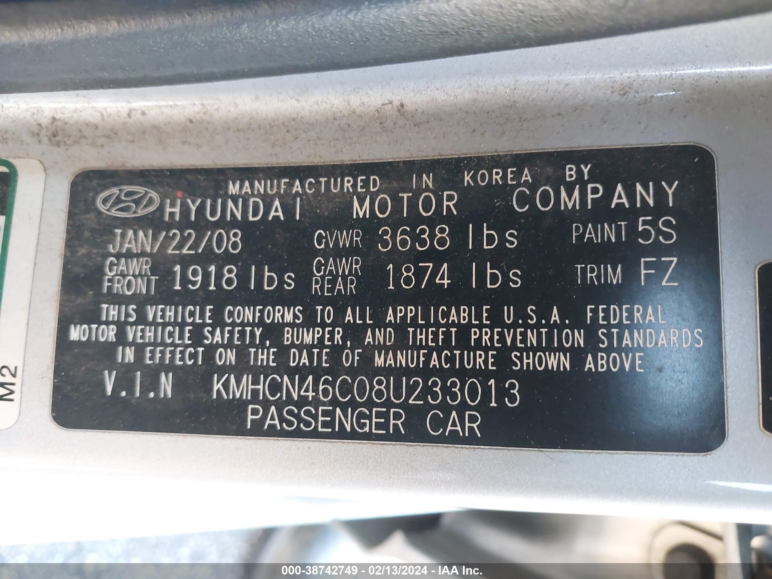 Photo 8 VIN: KMHCN46C08U233013 - HYUNDAI ACCENT 