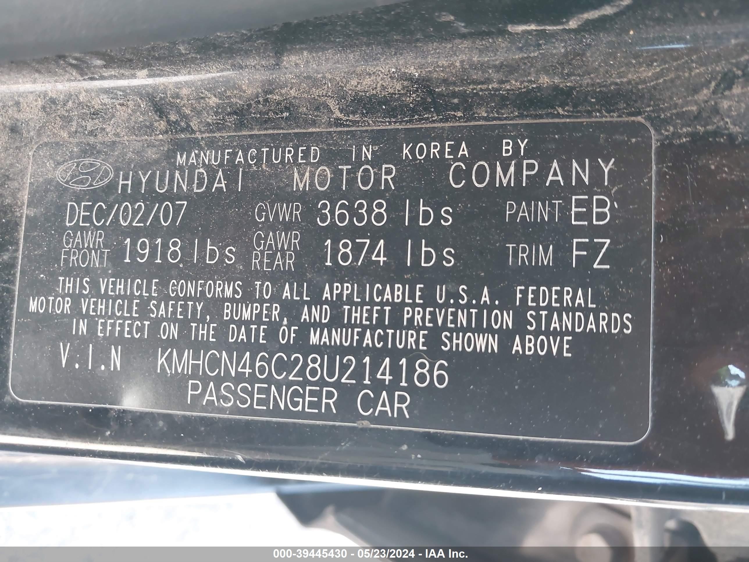 Photo 8 VIN: KMHCN46C28U214186 - HYUNDAI ACCENT 