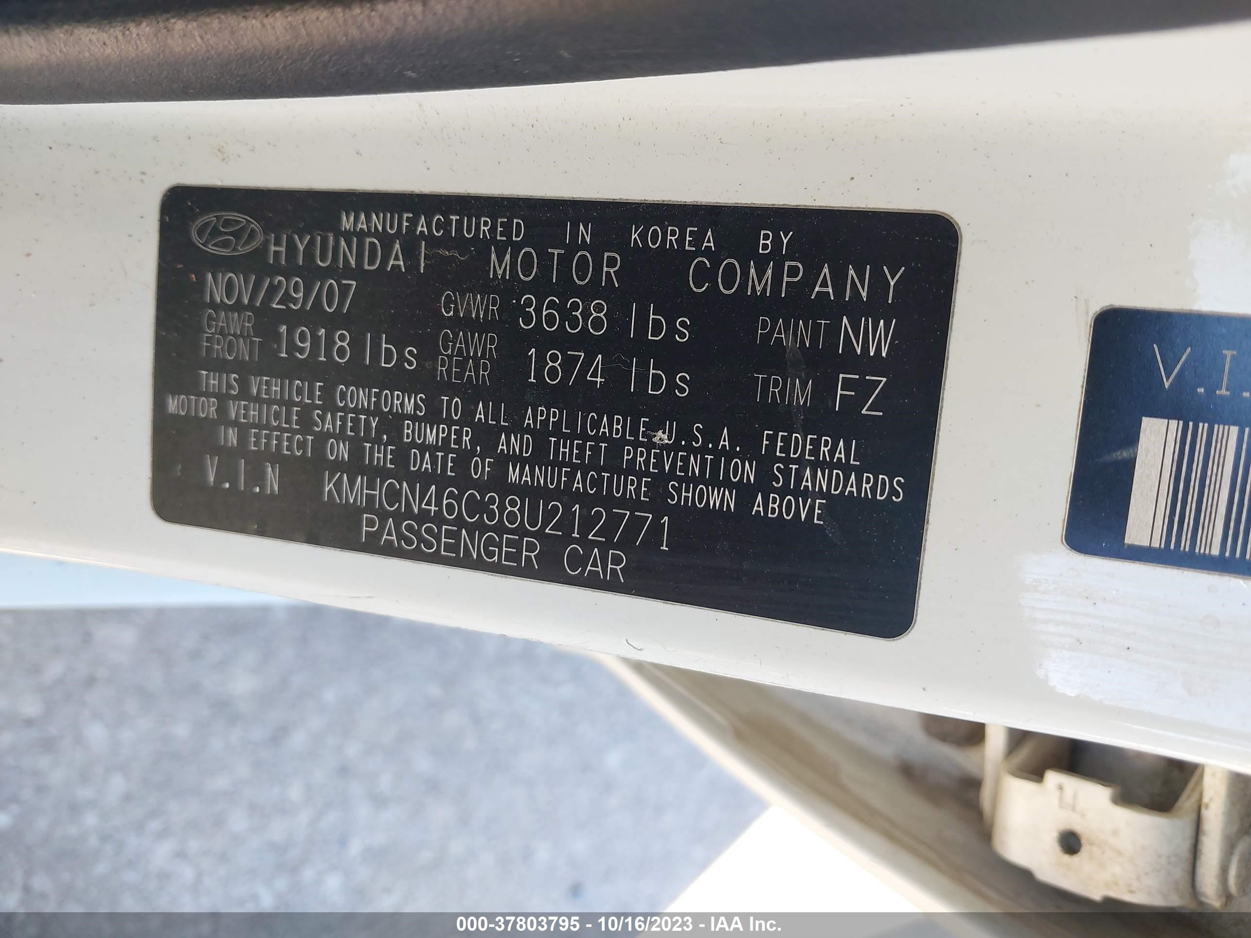 Photo 8 VIN: KMHCN46C38U212771 - HYUNDAI ACCENT 