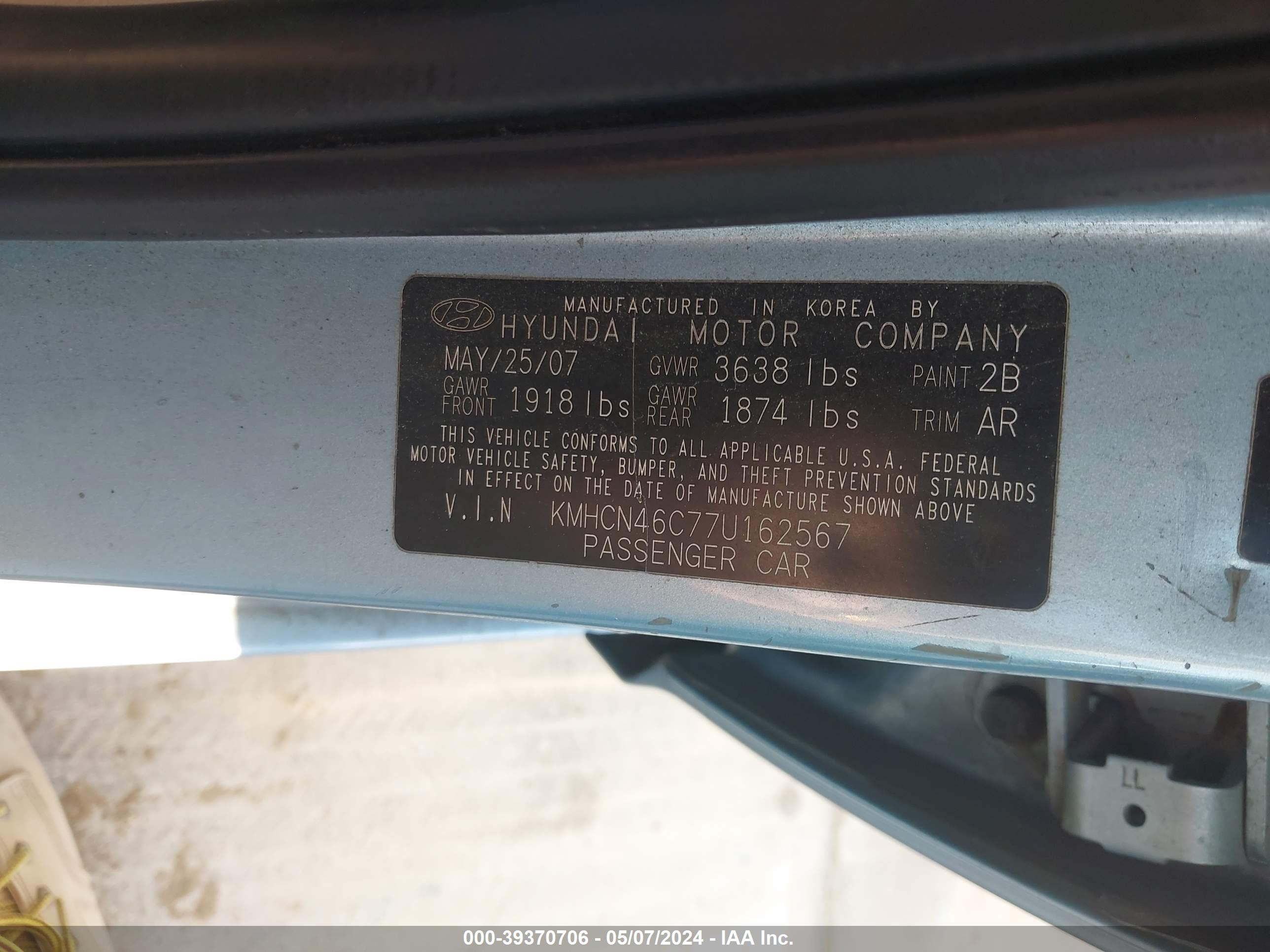 Photo 8 VIN: KMHCN46C77U162567 - HYUNDAI ACCENT 