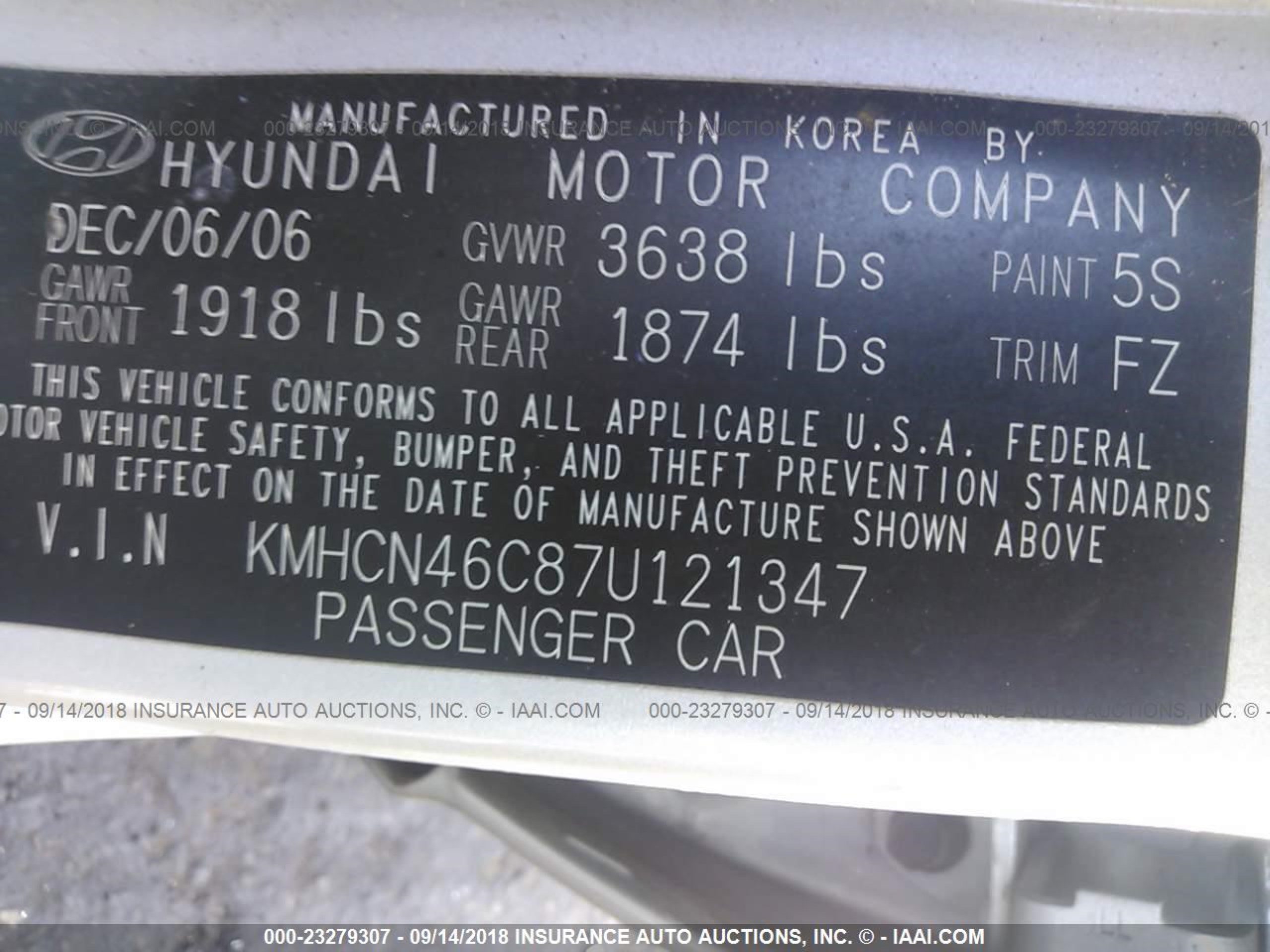 Photo 8 VIN: KMHCN46C87U121347 - HYUNDAI ACCENT 