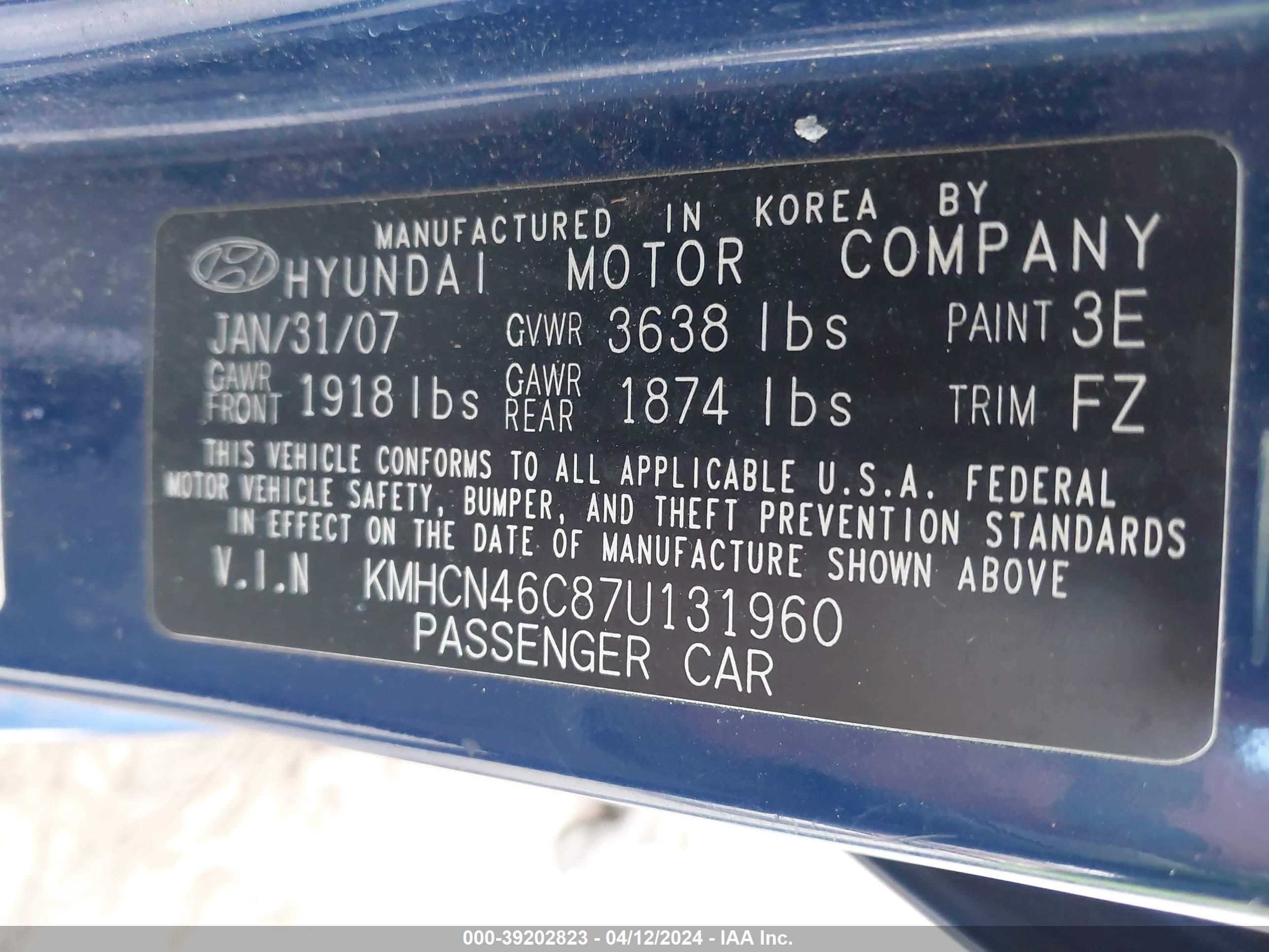 Photo 8 VIN: KMHCN46C87U131960 - HYUNDAI ACCENT 