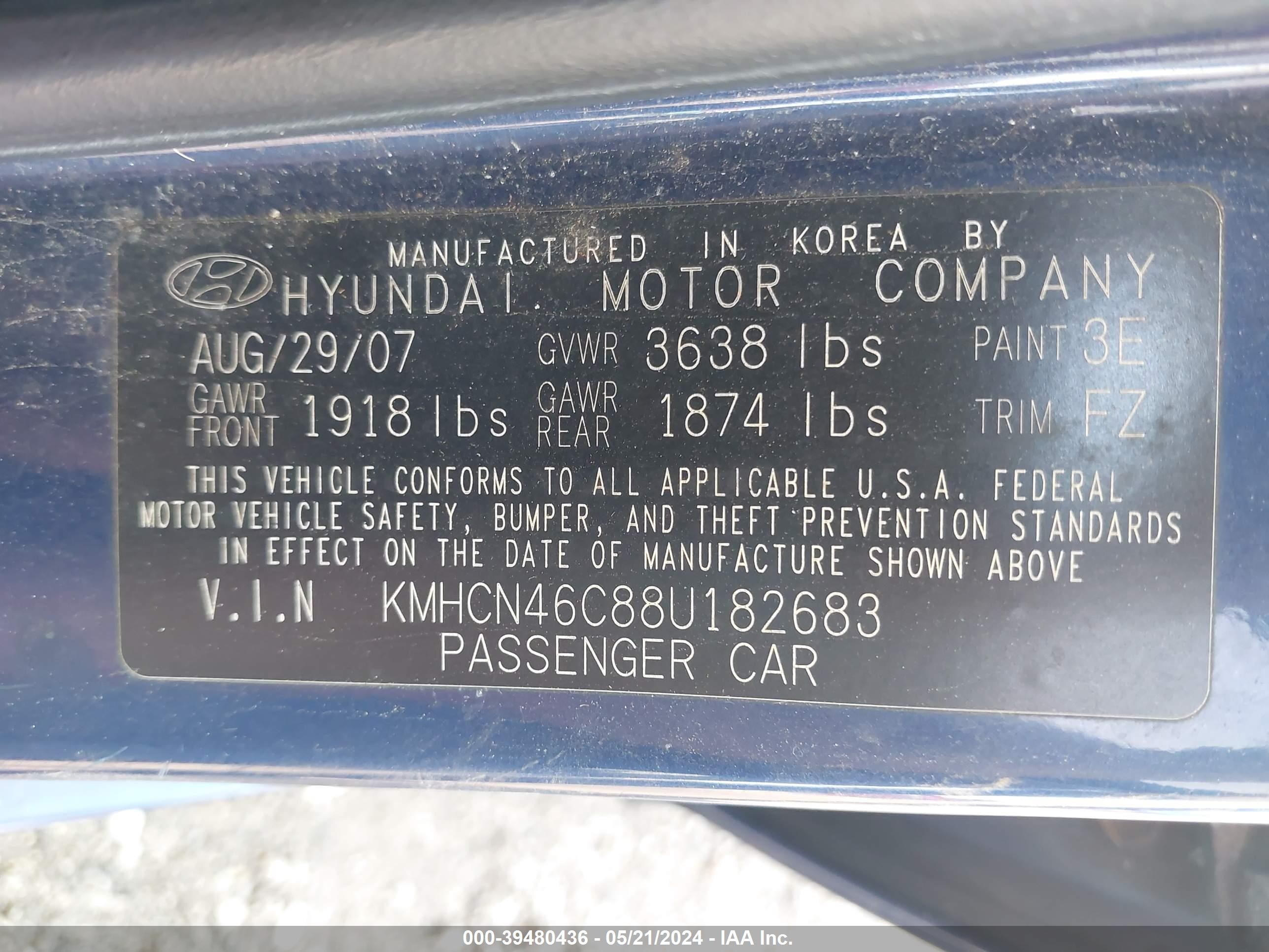 Photo 8 VIN: KMHCN46C88U182683 - HYUNDAI ACCENT 