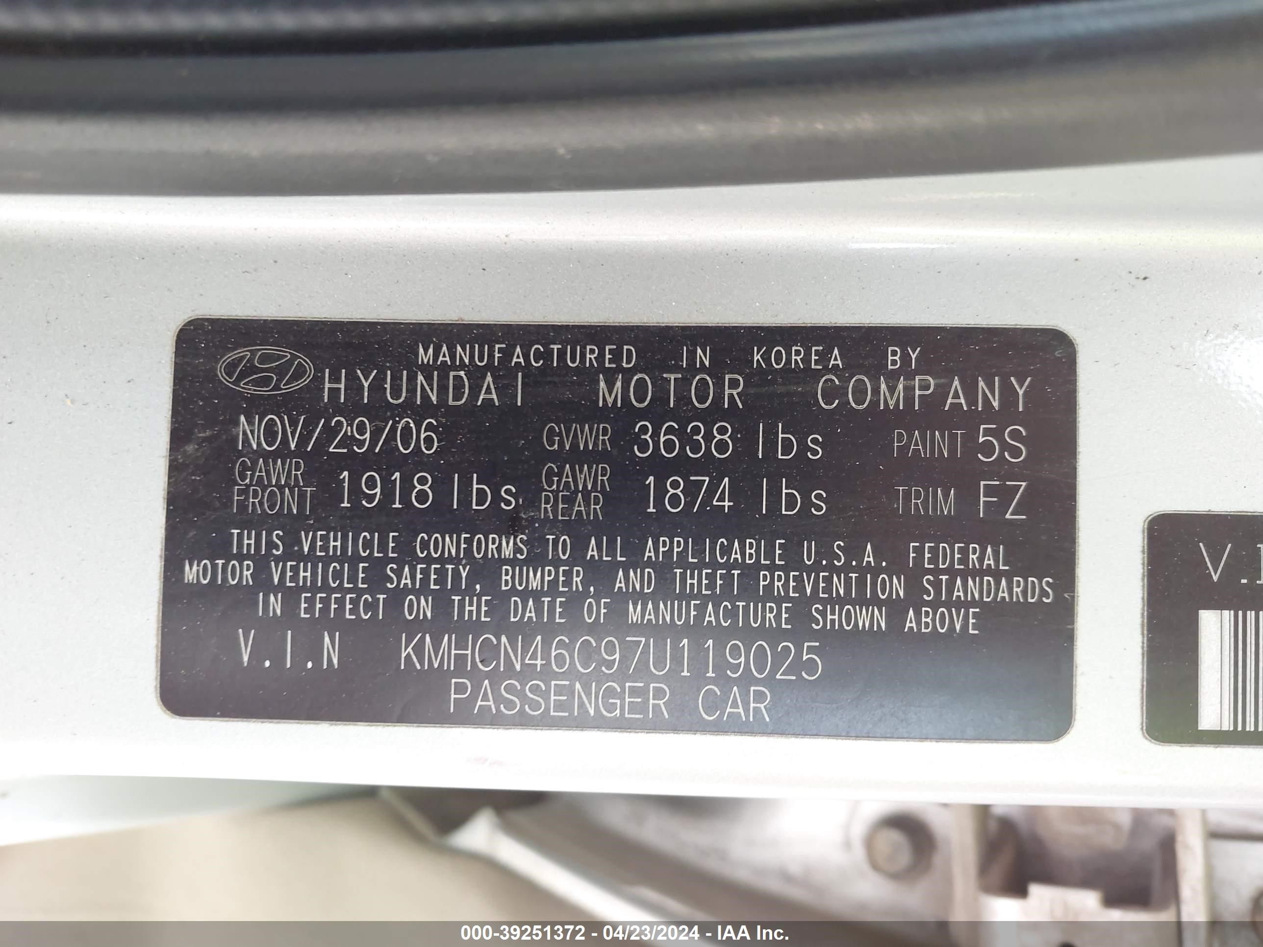 Photo 8 VIN: KMHCN46C97U119025 - HYUNDAI ACCENT 