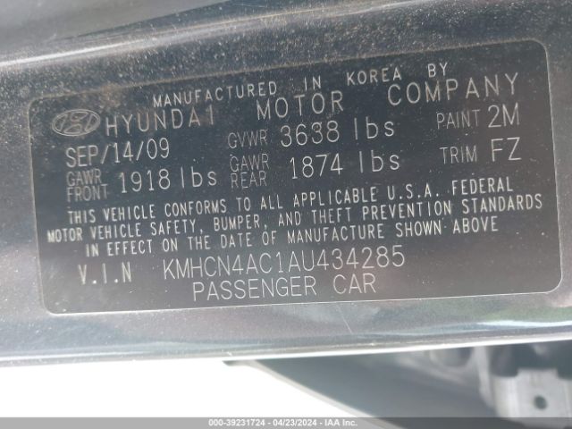 Photo 8 VIN: KMHCN4AC1AU434285 - HYUNDAI ACCENT 