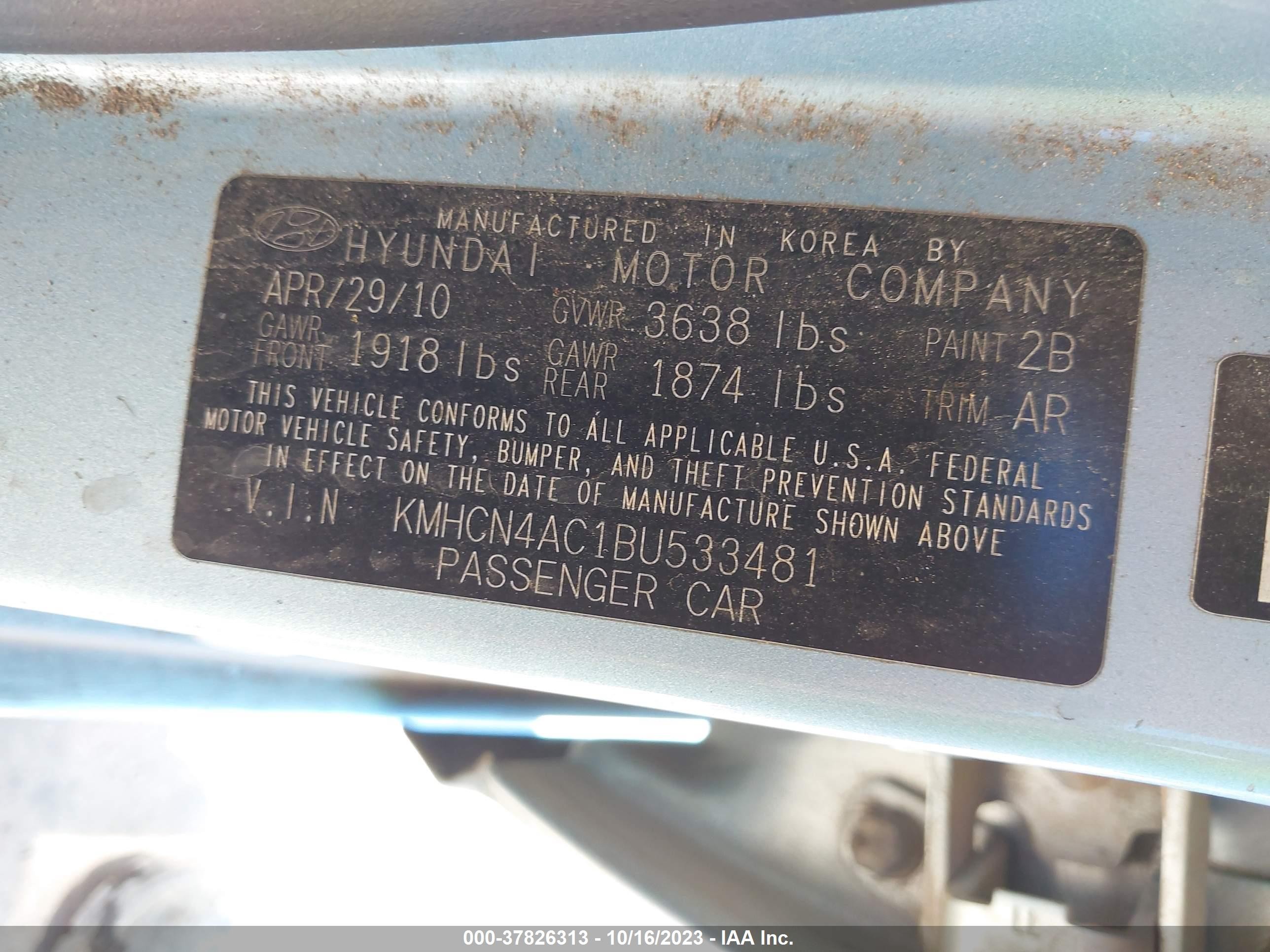 Photo 8 VIN: KMHCN4AC1BU533481 - HYUNDAI ACCENT 