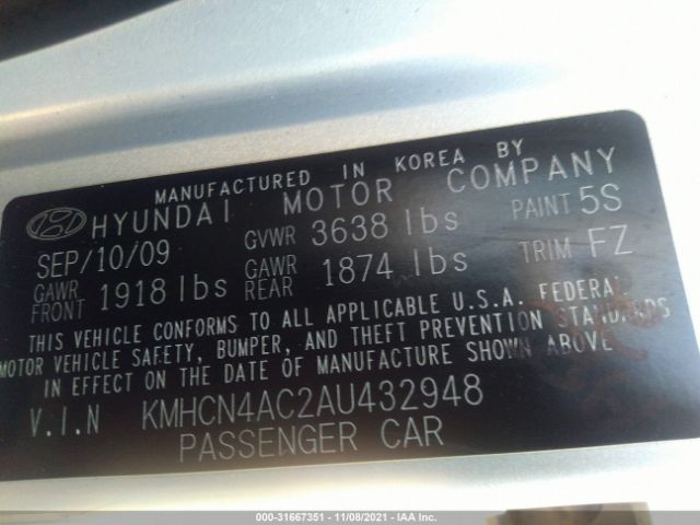 Photo 8 VIN: KMHCN4AC2AU432948 - HYUNDAI ACCENT 