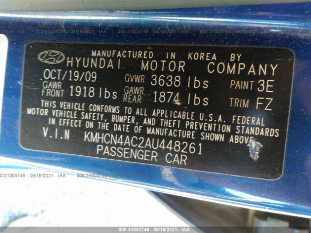 Photo 8 VIN: KMHCN4AC2AU448261 - HYUNDAI ACCENT 