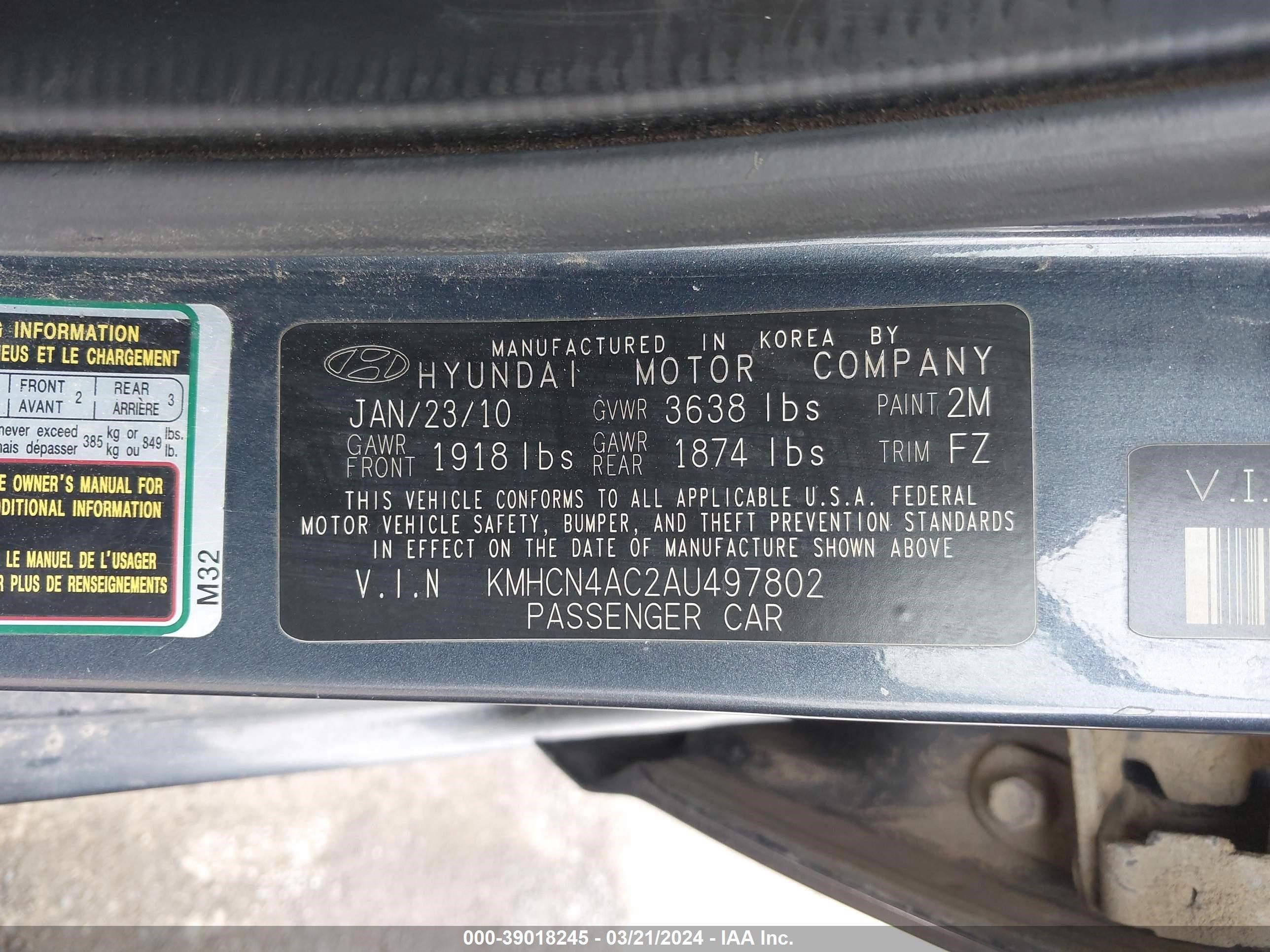 Photo 8 VIN: KMHCN4AC2AU497802 - HYUNDAI ACCENT 