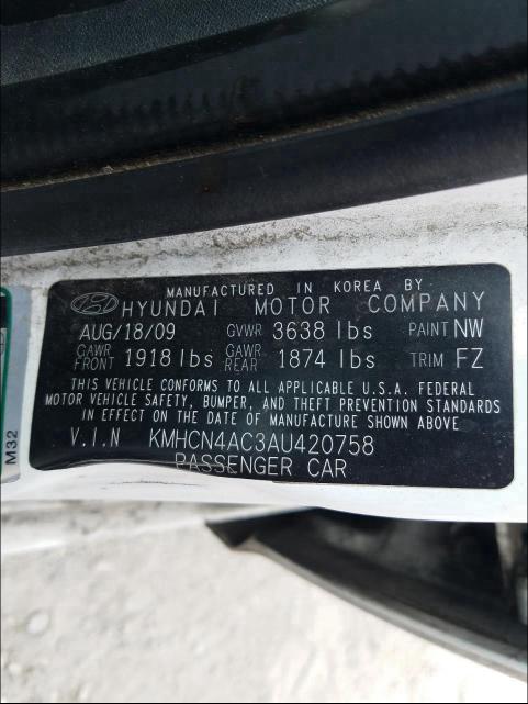 Photo 9 VIN: KMHCN4AC3AU420758 - HYUNDAI ACCENT GLS 